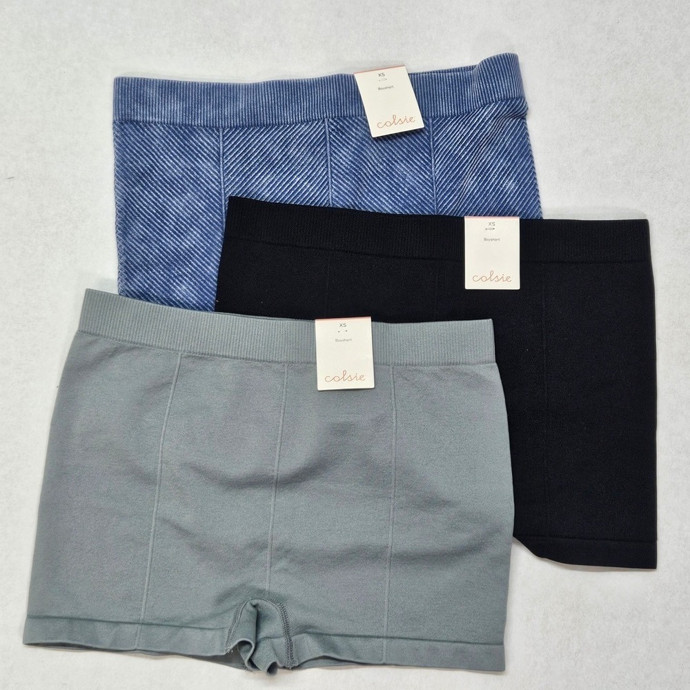 3 Colsie Girls‎ XS Boyshort Underwear Blue Black Grey Seamless Comfort 3P Bundle